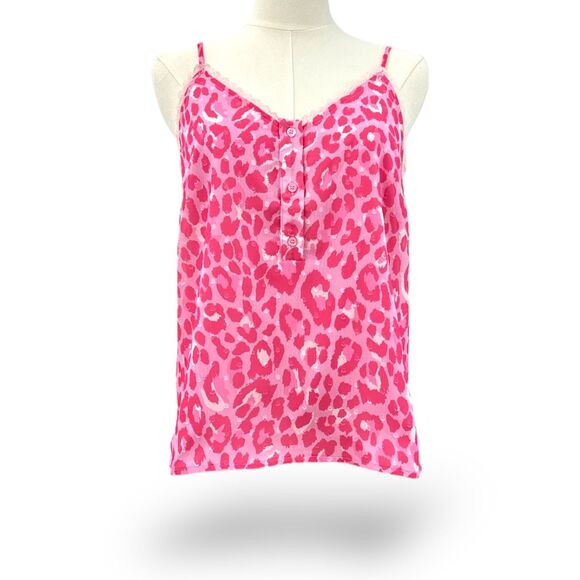 ROCHELLE BEHRENS The Shirt Cami Pink Leopard Print Wm Sz Sm Lined EUC Like New - Picture 2 of 8